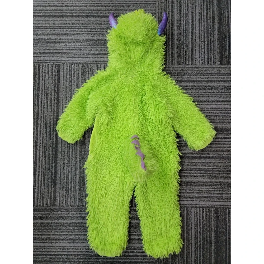 Target Kids 18-24M Monster Halloween Costume Jumpsuit Green Fuzzy 3-Eye Alien